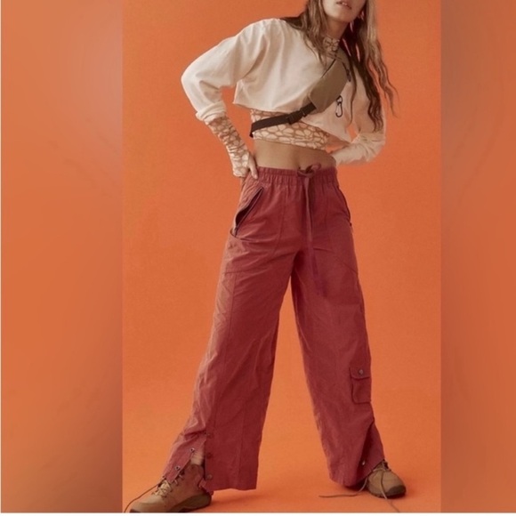 NWOT Free People Stadium Pants Wide Leg Athletic in Henna - Picture 2 of 12